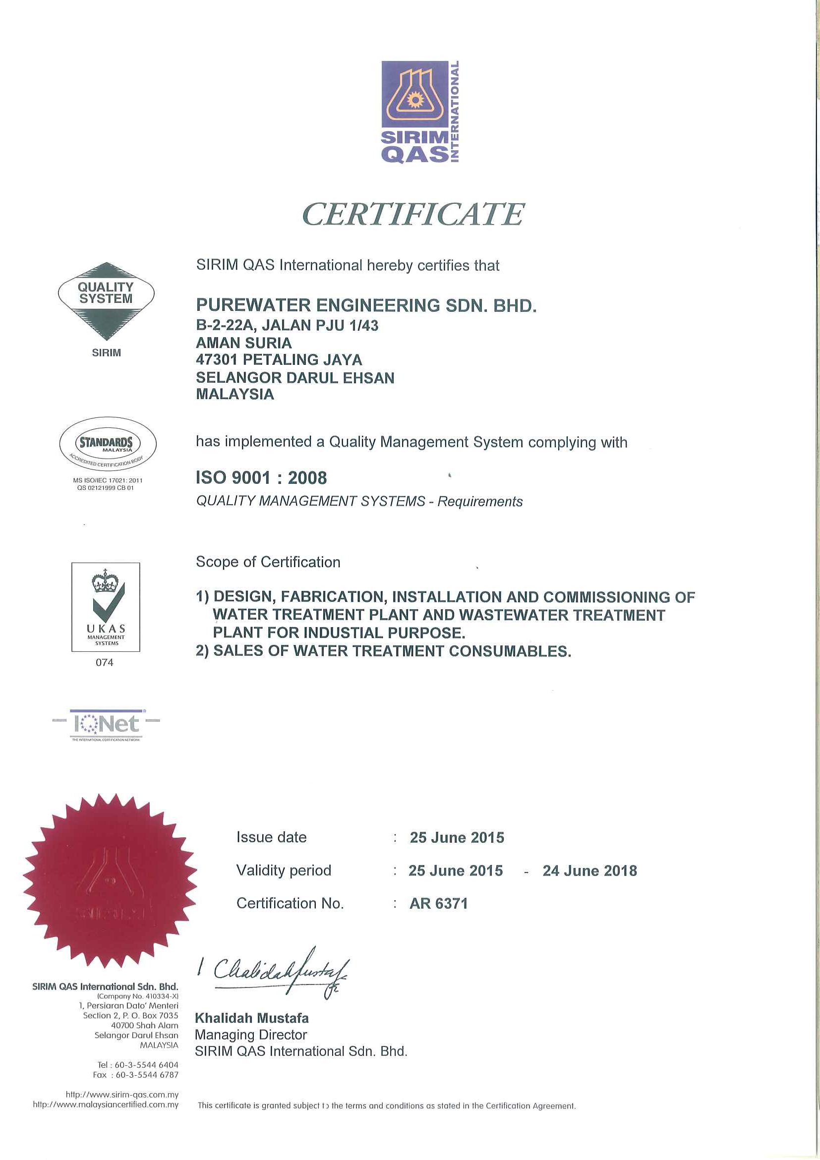 Certifications | Purewater Engineering