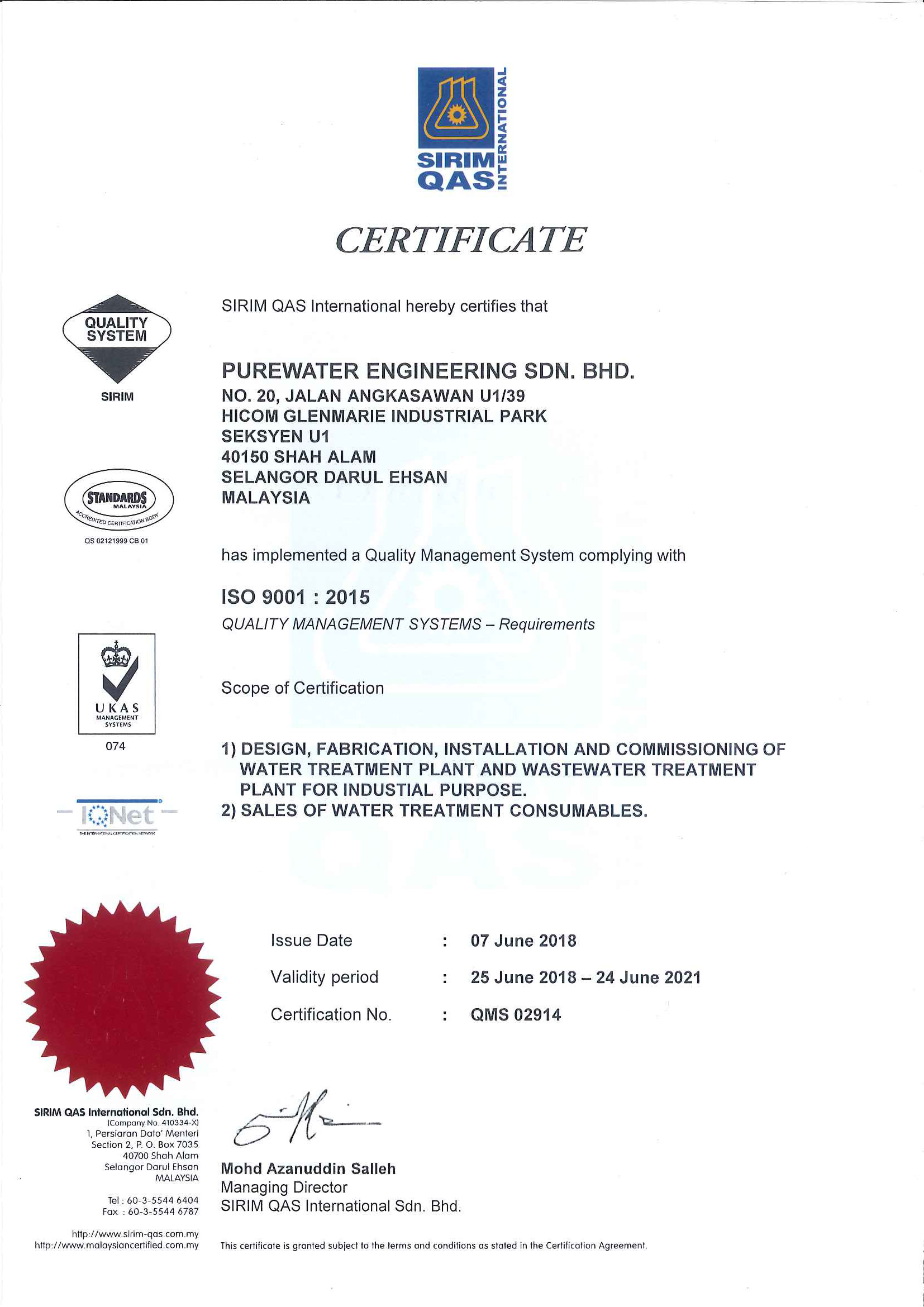 Certifications | Purewater Engineering